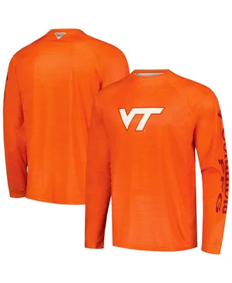 Men's Columbia Orange Virginia Tech Hokies Pfg Terminal Tackle Omni-Shade Raglan Long Sleeve T-shirt