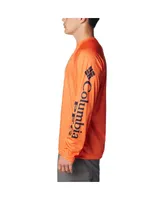 Men's Columbia Orange Auburn Tigers Pfg Terminal Tackle Omni-Shade Raglan Long Sleeve T-shirt