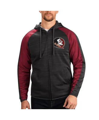 Men's G-iii Sports by Carl Banks Black Florida State Seminoles Neutral Zone Raglan Full-Zip Track Jacket Hoodie