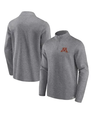 Men's Fanatics Heather Gray Distressed Minnesota Golden Gophers Vintage-Like Fleece Quarter-Zip Jacket