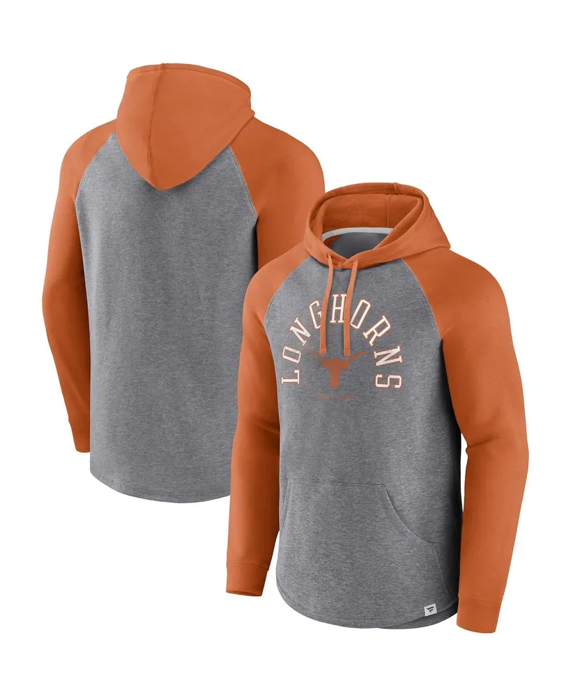 Men's Fanatics Texas Orange, Heather Gray Longhorns Wrap Up Raglan Pullover Hoodie