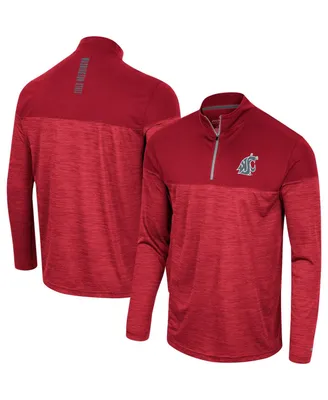 Men's Colosseum Crimson Washington State Cougars Positraction Lightweight Quarter-Zip Windshirt
