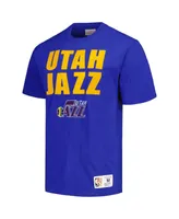 Men's Mitchell & Ness Royal Distressed Utah Jazz Hardwood Classics Legendary Slub T-shirt