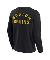 Men's and Women's Fanatics Signature Black Boston Bruins Super Soft Pullover Crew Sweatshirt