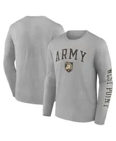 Men's Fanatics Heather Gray Army Black Knights Distressed Arch Over Logo Long Sleeve T-shirt