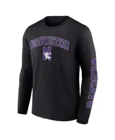 Men's Fanatics Black Northwestern Wildcats Distressed Arch Over Logo Long Sleeve T-shirt