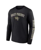 Men's Fanatics Black Wake Forest Demon Deacons Distressed Arch Over Logo Long Sleeve T-shirt