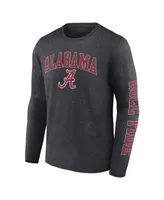 Men's Fanatics Heather Charcoal Alabama Crimson Tide Distressed Arch Over Logo Long Sleeve T-shirt