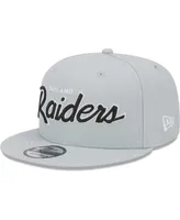 Men's New Era Silver Oakland Raiders Gridiron Classics Main Script 9FIFTY Snapback Hat