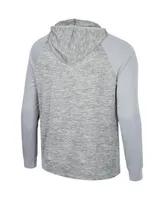 Men's Colosseum Gray Kansas Jayhawks Cybernetic Raglan Quarter-Zip Hooded Top