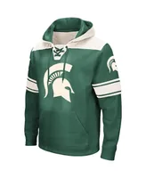 Men's Colosseum Green Michigan State Spartans Big and Tall Hockey Lace-Up Pullover Hoodie