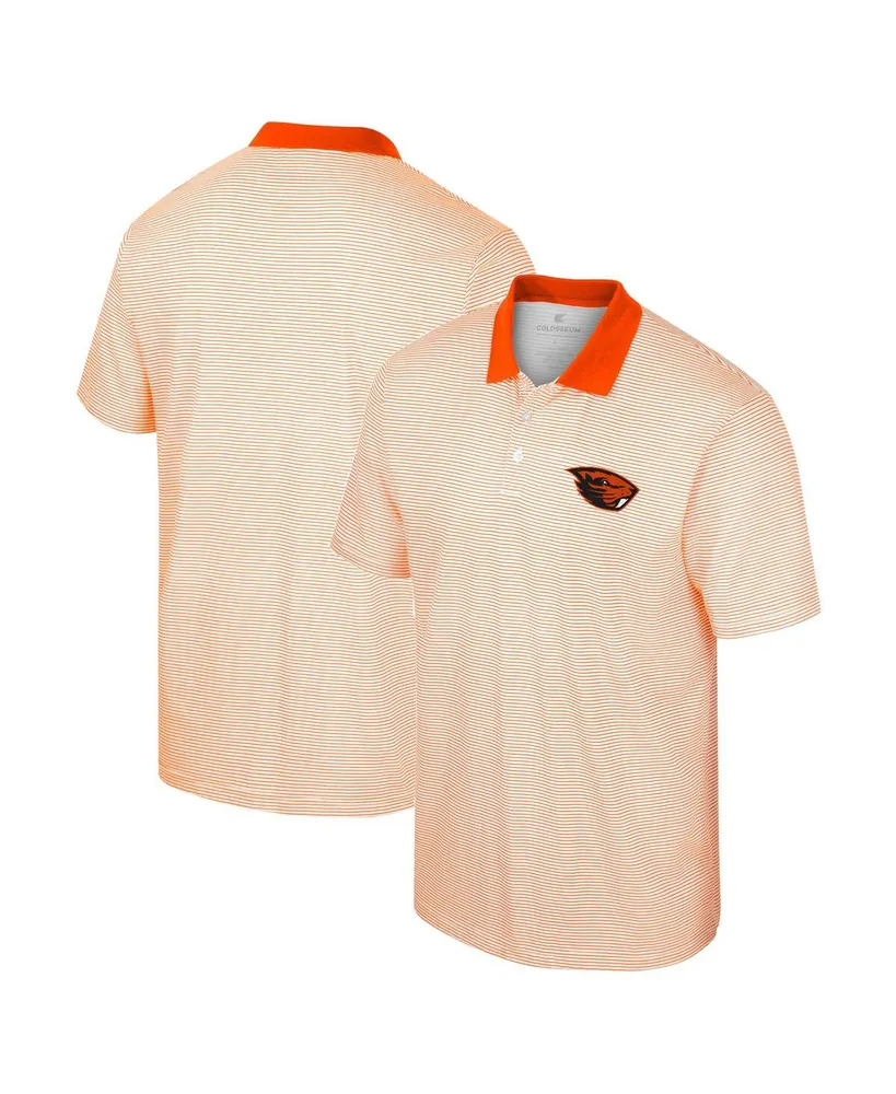 Men's Colosseum White, Orange Oregon State Beavers Print Stripe Polo Shirt