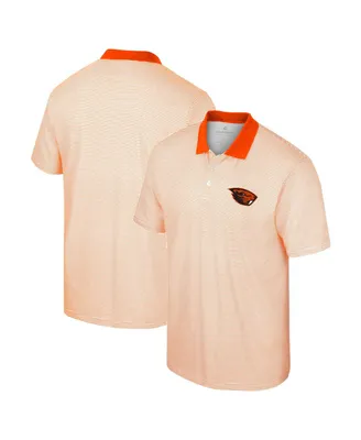 Men's Colosseum White, Orange Oregon State Beavers Print Stripe Polo Shirt
