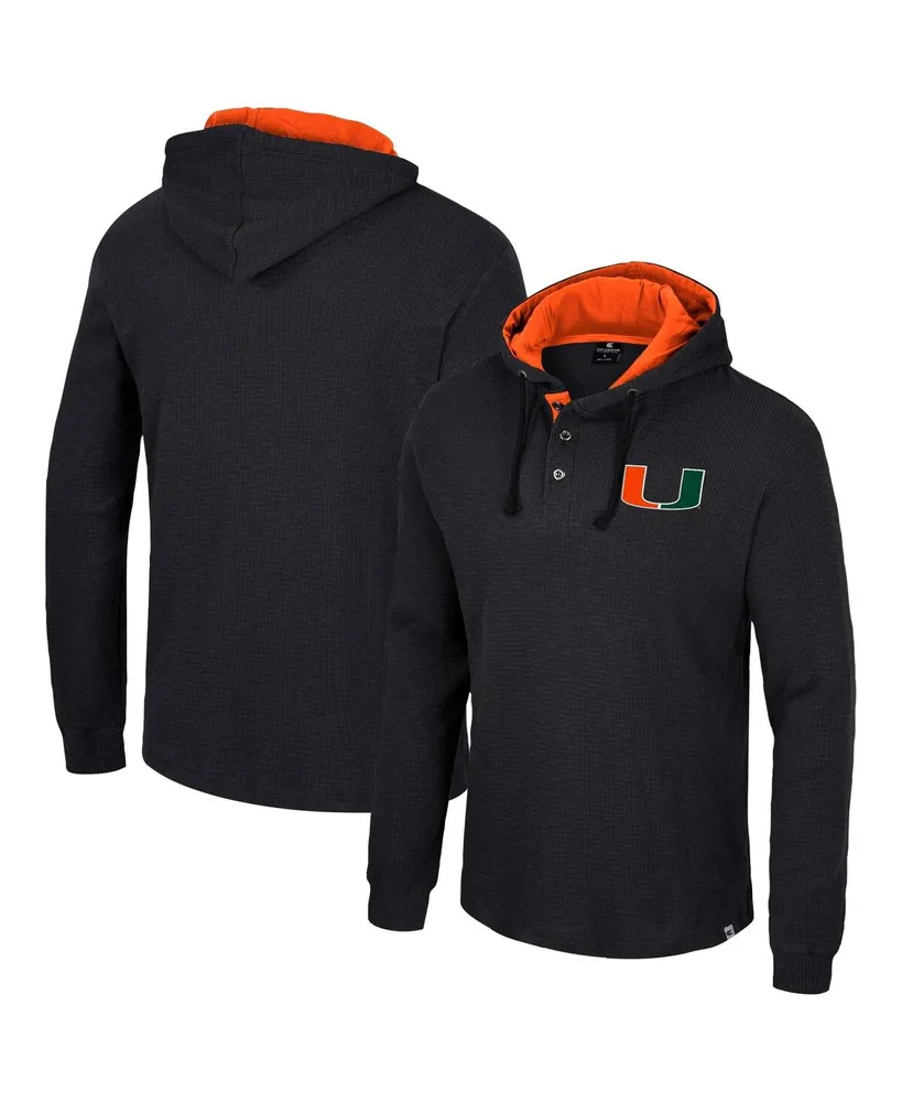 Men's Colosseum Black Miami Hurricanes Affirmative Thermal Hoodie Long Sleeve T-shirt