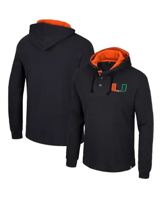 Men's Colosseum Black Miami Hurricanes Affirmative Thermal Hoodie Long Sleeve T-shirt