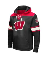 Men's Colosseum Black Wisconsin Badgers 2.0 Lace-Up Logo Pullover Hoodie