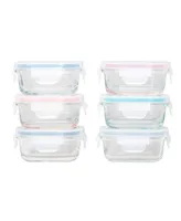 Genicook 12 Pc Rectangular Shape Borosilicate Glass Small Baby-Size Meal and Food Storage Containers Set