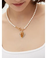 Esmee Glaze Heart Pendant Baroque Pearl Necklace