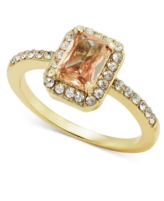 Charter Club Gold-Tone Pave & Color Cubic Zirconia Rectangle Halo Ring, Created for Macy's