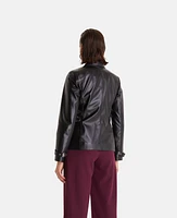 Furniq Uk Women's Genuine Leather Jacket Safari Black