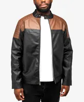 X-Ray Men's Grainy Polyurethane Quilted Sleeves Jacket with Faux Shearling Lining