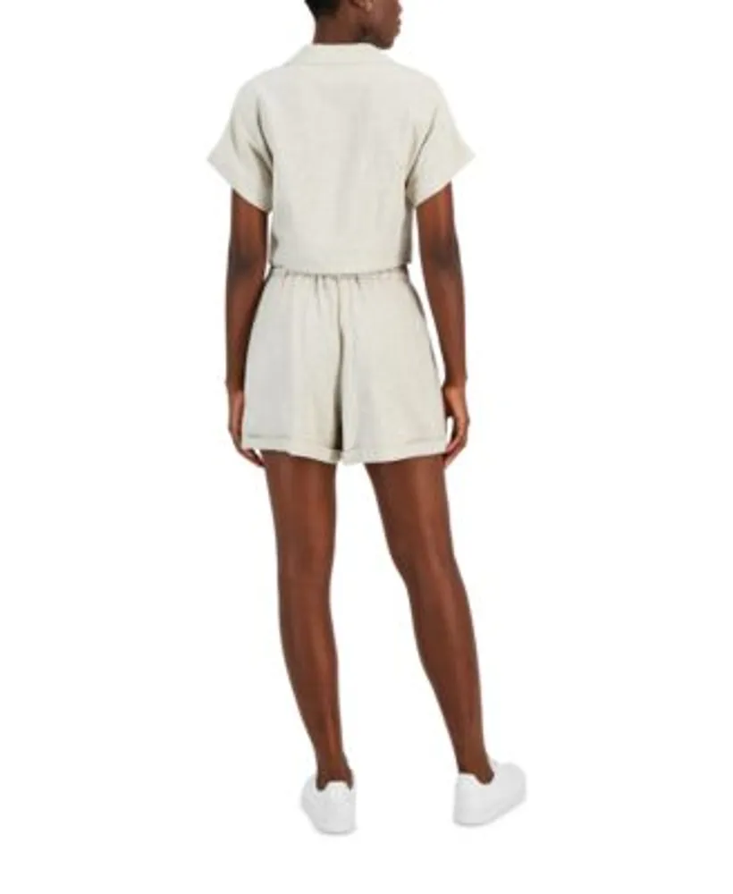 Now This Womens Button Front Linen Blend Shirt Paperbag Waist Shorts Created For Macys