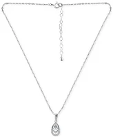 Giani Bernini Cubic Zirconia Pear Teardrop Pendant Necklace in Sterling Silver, 16" + 2" extender, Created for Macy's