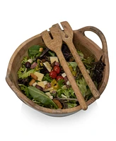 Toscana Ciotola 3-Piece Wood Salad Bowl with Servers