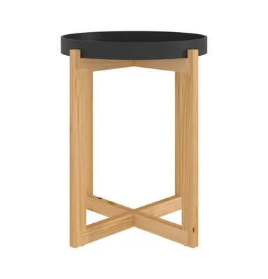 Coffee Table Black 16.1"x16.1"x19.1" Engineered Wood&Solid Wood Pine