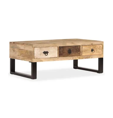 Coffee Table with 3 Drawers Solid Mango Wood 35.4"x19.7"x13.8"