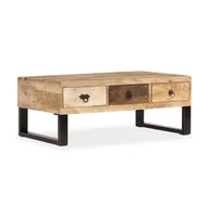 Coffee Table with 3 Drawers Solid Mango Wood 35.4"x19.7"x13.8"