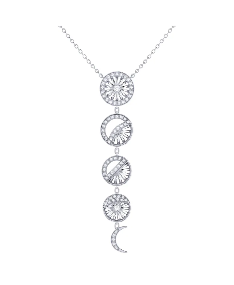 LuvMyJewelry Moon Phases Design Sterling Silver Diamond Women Necklace