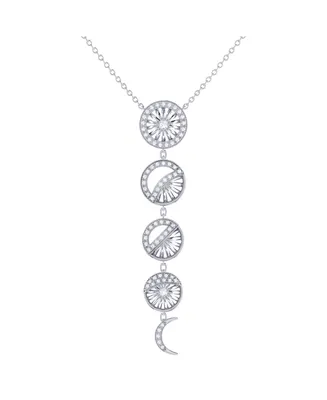 LuvMyJewelry Moon Phases Design Sterling Silver Diamond Women Necklace