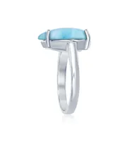 Sterling Silver Four-Prong Teardrop Larimar Ring