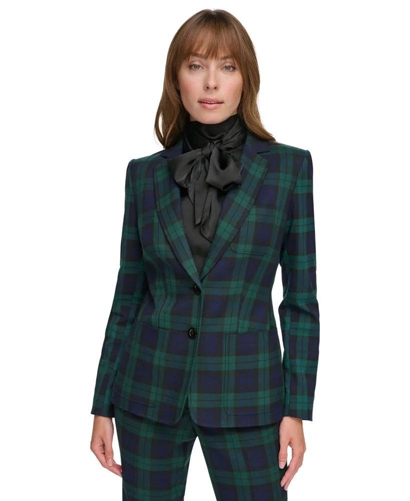 Tommy Hilfiger Women's Plaid Two-Button Blazer