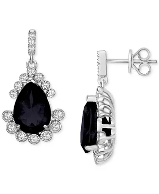 Black Sapphire (6 ct. t.w.) & White Topaz ( 2-3/8 ct. t.w.) Drop Earrings in Sterling Silver