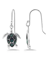 Macy's Abalone Inlay Turtle Fishhook Drop Earrings