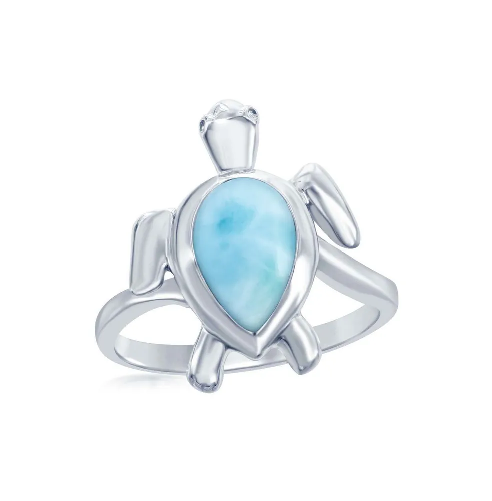 Sterling Silver Larimar Turtle Ring