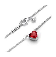 Pandora Timeless Sterling Silver Sparkling Heart Halo Cubic Zirconia Pendant Collier Necklace