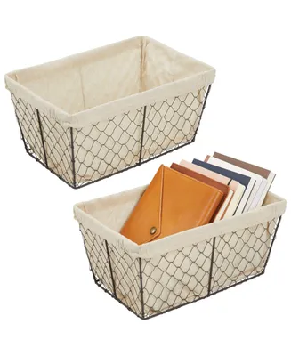 mDesign Chicken Wire Storage Basket, Fabric Liner, 2 Pack