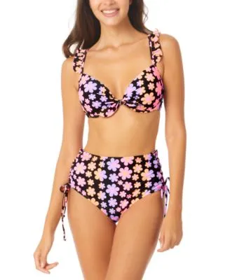 Salt Cove Juniors Floral Print Ruffled Trim Underwire Push Up Bikini Top Bottoms Created For Macys
