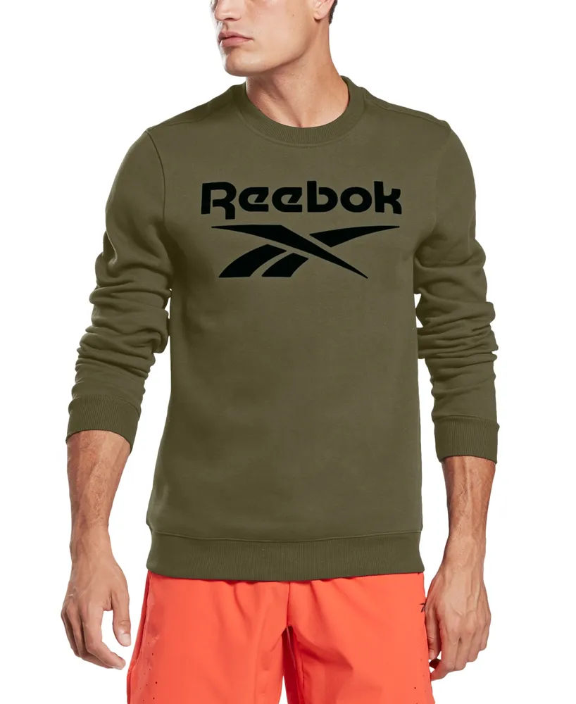 Reebok Men's Identity Classic-Fit Stacked Logo-Print Fleece Hoodie