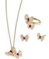 Effy Ruby (1/2 ct. t.w.) & Diamond (1/4 ct. t.w.) Butterfly Stud Earrings in 14k Gold