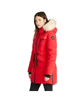 Pajar Women's Alia Mixed Media Quilted Parka with Detachable Hood and Faux Fur Trim