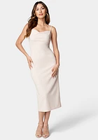 Bebe Women's Cowl Neck Shine Dress - Ivory XLarge