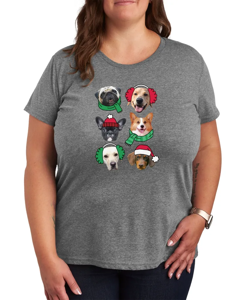 Air Waves Trendy Plus Christmas Dogs Graphic T-shirt