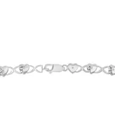 Diamond Heart Link Bracelet (1/10 ct. t.w.) in Sterling Silver, Created for Macy's