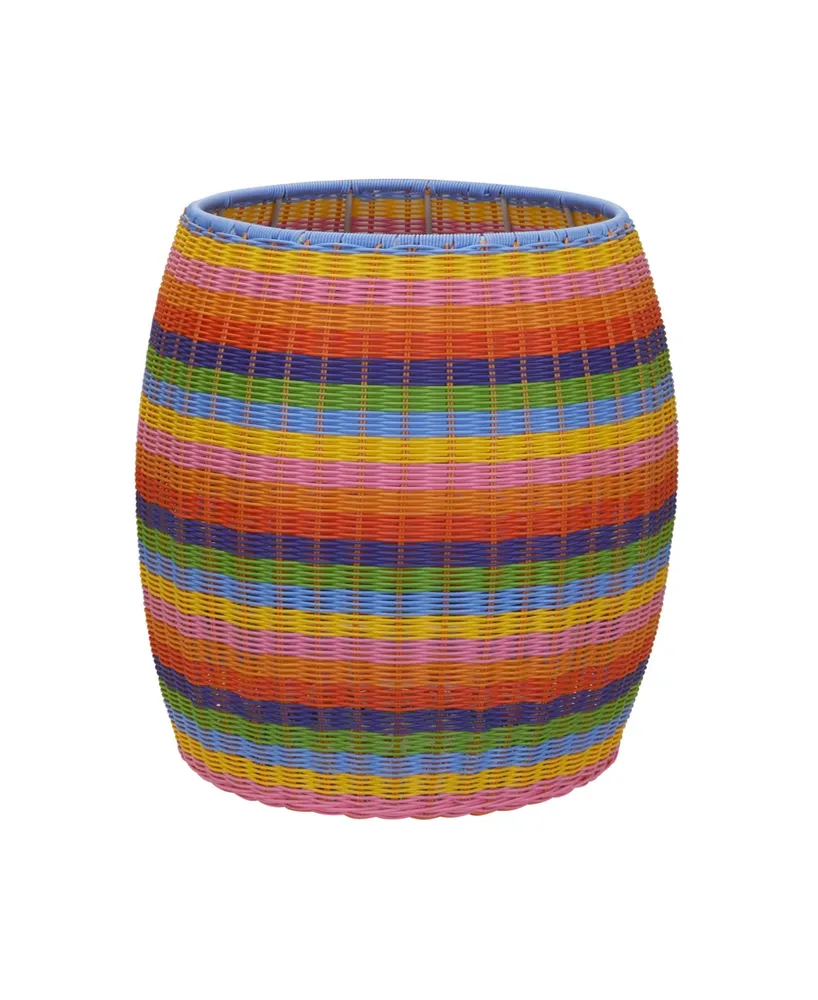 Household Essentials Handwoven Resin Barrel Side Table