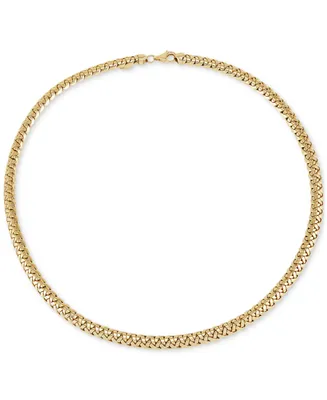 Italian Gold Polished Woven Link 17" Chain Necklace in 14k Gold