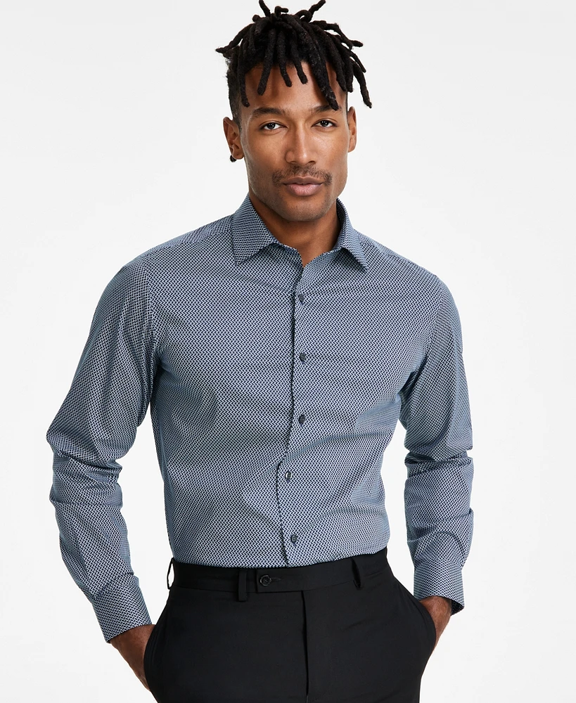 Alfani Men's Slim-Fit Temperature Regulating Geo-Print Dress Shirt, Created for Macy's